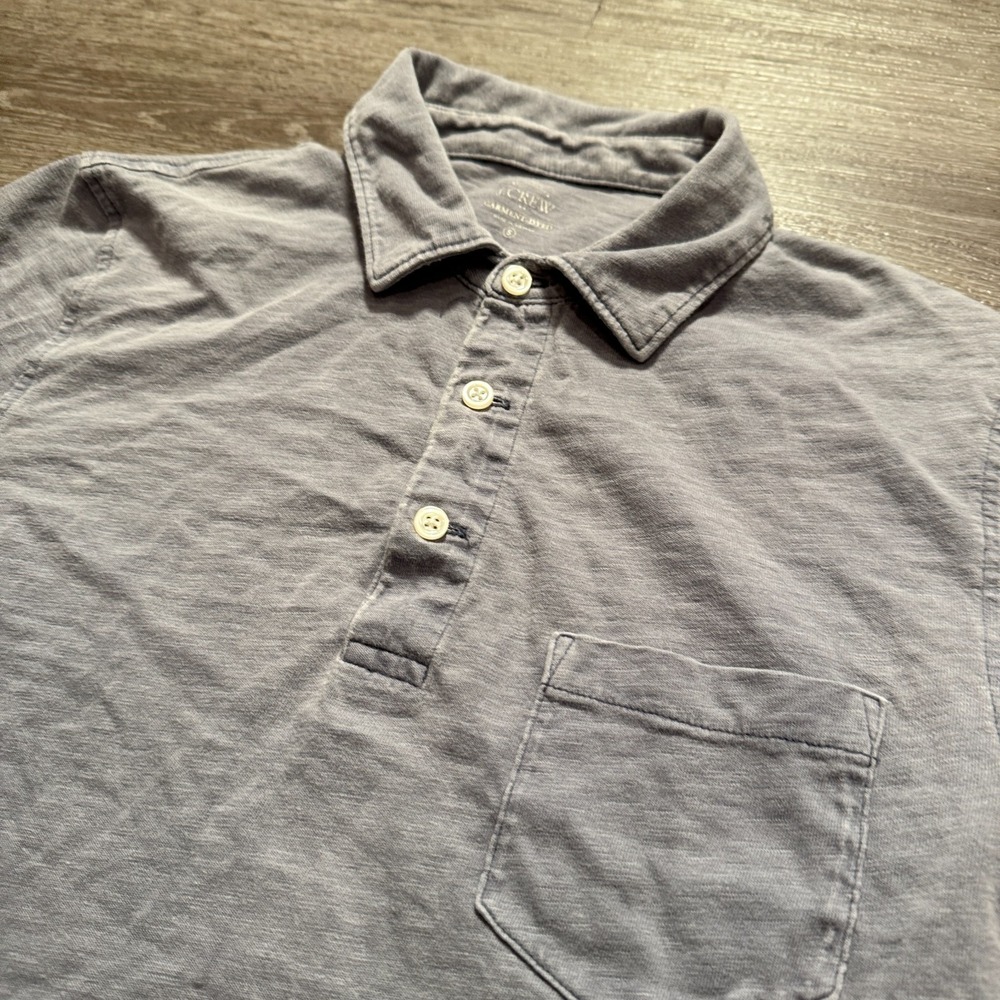 J Crew Polo Shirt Mens Small Gray Garment Dyed Cotton Pocket Casual Preppy Adult